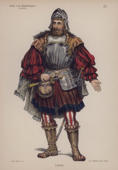 Lerse, fra Gotz von Berlichingen av Goethe (farge litho) av German School