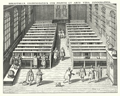 Bibliotek ved Universitetet i Leiden (gravering) av German School