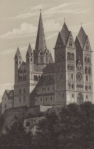 Limburg katedral, Hessen, Tyskland (litho) av German School