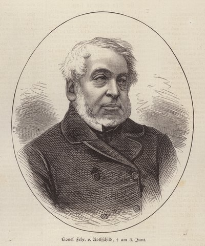 Lionel de Rothschild , britisk bankmann, politiker og filantrop (gravering) av German School