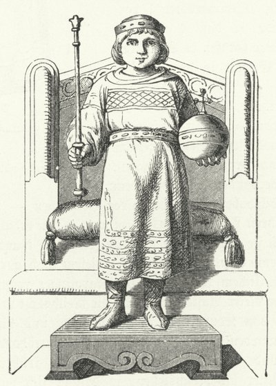 Louis the Child, siste karolingiske konge av Øst-Frankrike (gravering) av German School