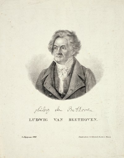 Ludwig van Beethoven (1770-1827) gravert av C.F. Klinkicht av German School
