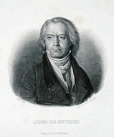 Ludwig van Beethoven (1770-1827) (gravering) av German School