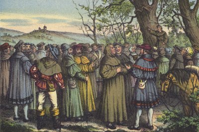 Luther forkynnelse (chromolitho) av German School