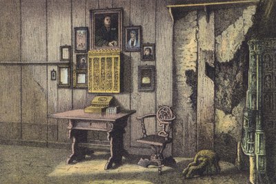 Luthers rom på Wartburg (chromolitho) av German School