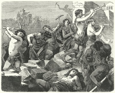 Lysander beordrer at Athens murer skal rives (gravering) av German School