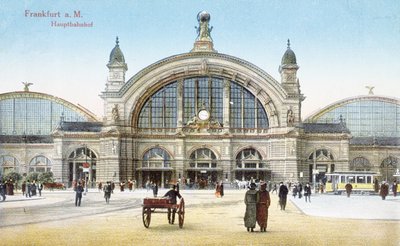 Sentralbanestasjonen i Frankfurt am Main, ca. 1910 av German School