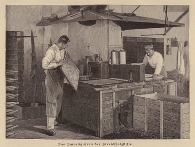 Produksjon av fyrstikker (gravering) av German School
