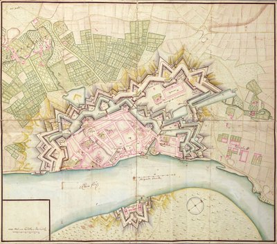 Kart over Düsseldorf, 1736 av German School