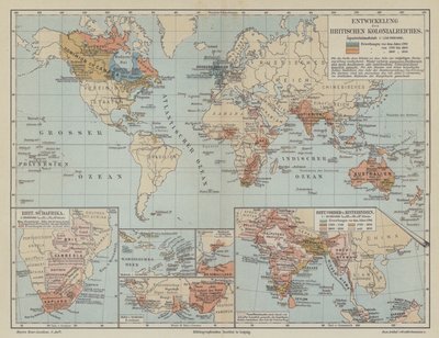Kart som viser utvidelsen av det britiske imperiet av German School
