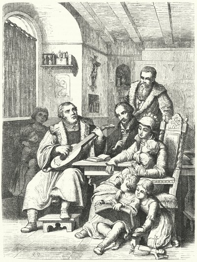 Martin Luther hjemme med familien av German School