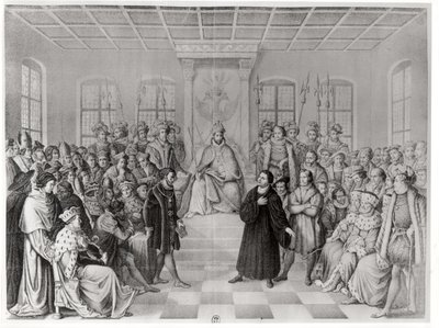 Martin Luther foran Charles V (1500-58) på Diet of Worms, 16. april 1521, fra 