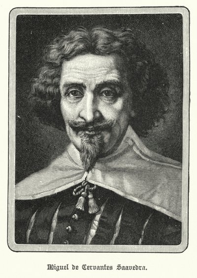 Miguel de Cervantes Saavedra , spansk romanforfatter (litho) av German School