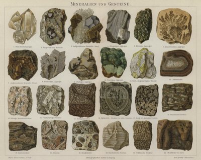 Mineraler og bergarter (farge litho) av German School