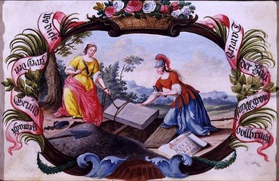 Minerva med en figur som representerer arkitektur, ca. 1640 (gouache på vellum) av German School
