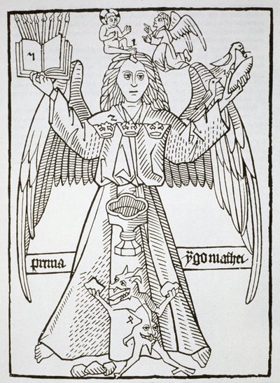 Mnemonisk figur, fra Ars Memorandi, ca. 1470, (utgitt på nytt 1883) illustrert i en magihistorie publisert sent på 1800-tallet av German School