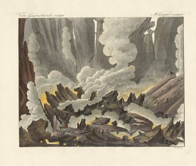 Etna på Sicilia (farget gravering) av German School