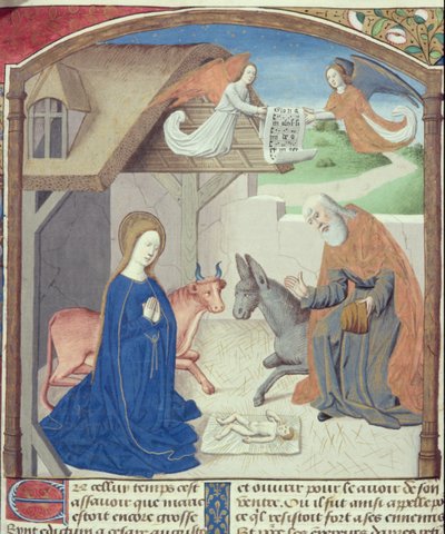 Ms Hunter 36 f.55v Holy Family, fra Vita Christi, av Ludolf av Sachsen, ca. 1300-7778 av German School