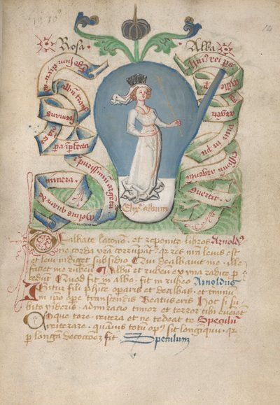 Ms Sloane 2560, f.14 from the Alchemical Treatises, late 15th century (vellum)   1354198   no       norwegian Successfully Translated  Original: View of All Hallows Church, buildings and figures on Bread Street, City of London, 1851 Translat: View of All H av German School