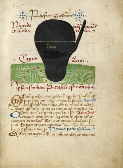 Ms Sloane 2560, f.8 fra Alchemical Treatises, sent på 1400-tallet (vellum) av German School