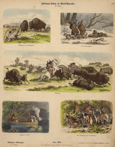 Indianere (farget gravering) av German School