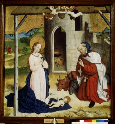 ""Nativite"" (The Adoration of the Christ Child) Distemper fra den tyske skolen. 1470-1480 Pushkin-museet, Moskva av German School