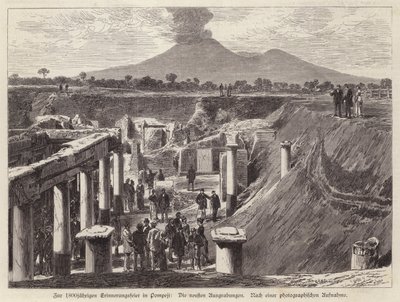 Nye utgravninger i Pompeii, Italia (gravering) av German School