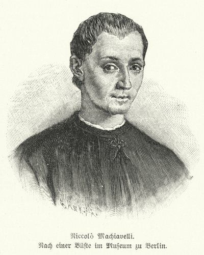 Niccolo Machiavelli , italiensk diplomat, politiker, filosof og forfatter (litho) av German School