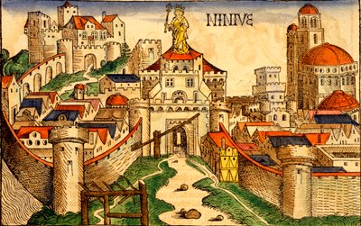 Nineveh, fra Liber Chronicarum av Hartmann Skull, 1493 av German School