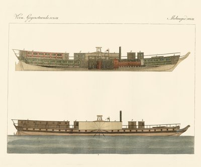 Nordamerikansk dampbåthandel (farget gravering) av German School