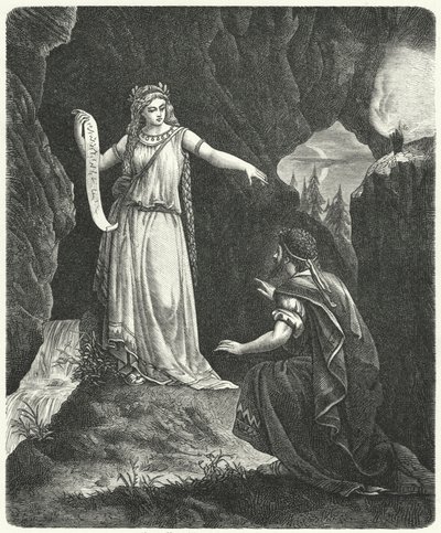 Numa Pompilius med nymfen Egeria (gravering) av German School