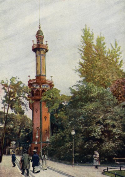 Observasjonstårn, Berlin zoologiske hage, Tyskland (farge litho) av German School