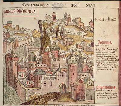 Old London, fra Nürnberg Chronicle av Hartmann Schedel (1440-1514) 1493 av German School