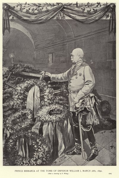 Otto von Bismarck ved graven til keiser William I av German School