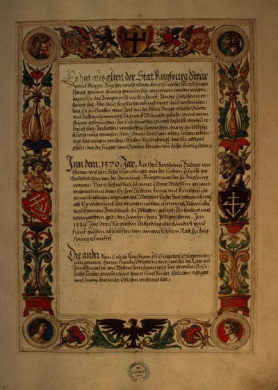 Side fra den hemmelige æresboken til Fugger-familien av German School