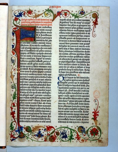 Side fra Gutenberg-bibelen, Mainz, ca. 1455 av German School