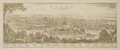 Panoramautsikt over Paris i 1620, fra Topographia Galliae av Martin Zeiller (1589-1661) publisert 1655 av German School