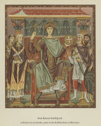 Hylle den hellige romerske keiseren Otto III (farge litho) av German School