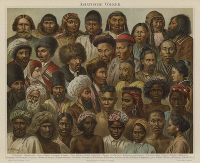 Folk i Asia (farge litho) av German School