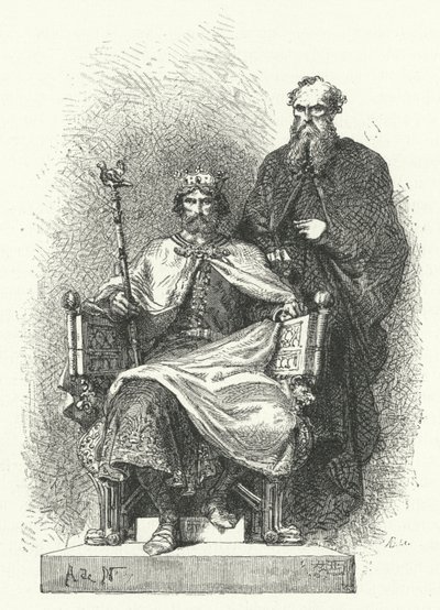 Pepin den korte, frankernes konge (gravering) av German School