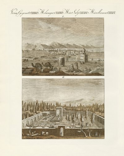 Persiske kuriositeter (farget gravering) av German School