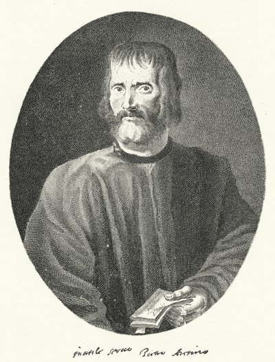 Pietro Aretino , italiensk poet og forfatter (gravering) av German School