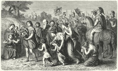 Polybius bærer asken til Philopoemen i høytidelig prosesjon til Megalopolis av German School