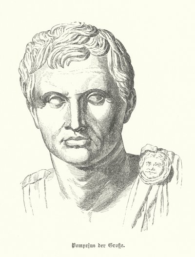 Pompeius den store, romersk soldat og politiker (gravering) av German School