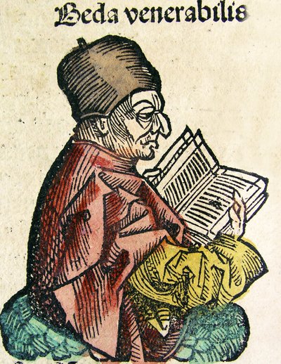 Portrait of Bede (673-735), publisert i Nuremberg Chronicle, 1493 av German School