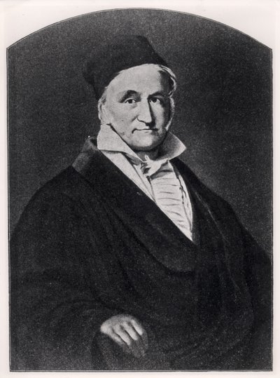 Portrett av Carl Friedrich Gauss (1777-1855) fra Handbuch der Vermessungskunde utgitt av Metzler i Stuttgart, 1895 av German School