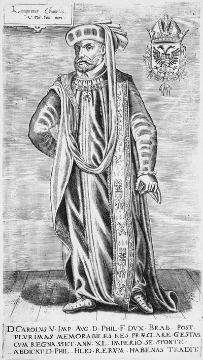 Portrett av Charles V (1500-1558), den hellige romerske keiseren av German School