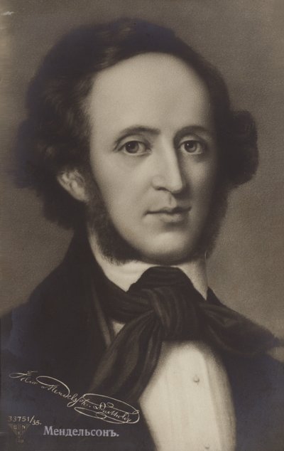 Portrett av Felix Mendelssohn av German School