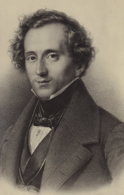 Portrett av Felix Mendelssohn av German School