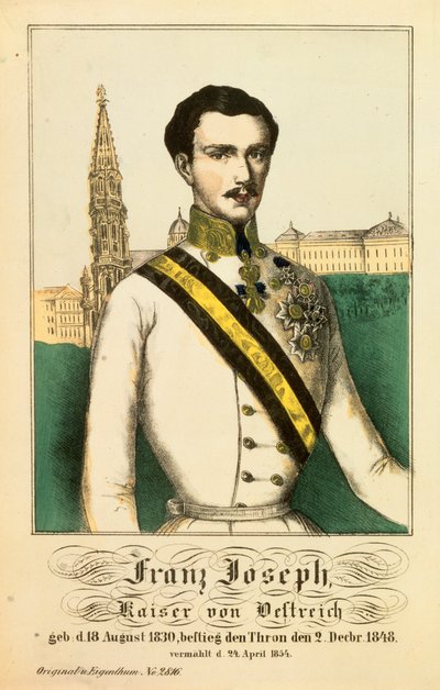 Portrett av Franz Joseph I, keiser av Østerrike, fra Neuruppiner Bilderbogen, 1854 av German School
